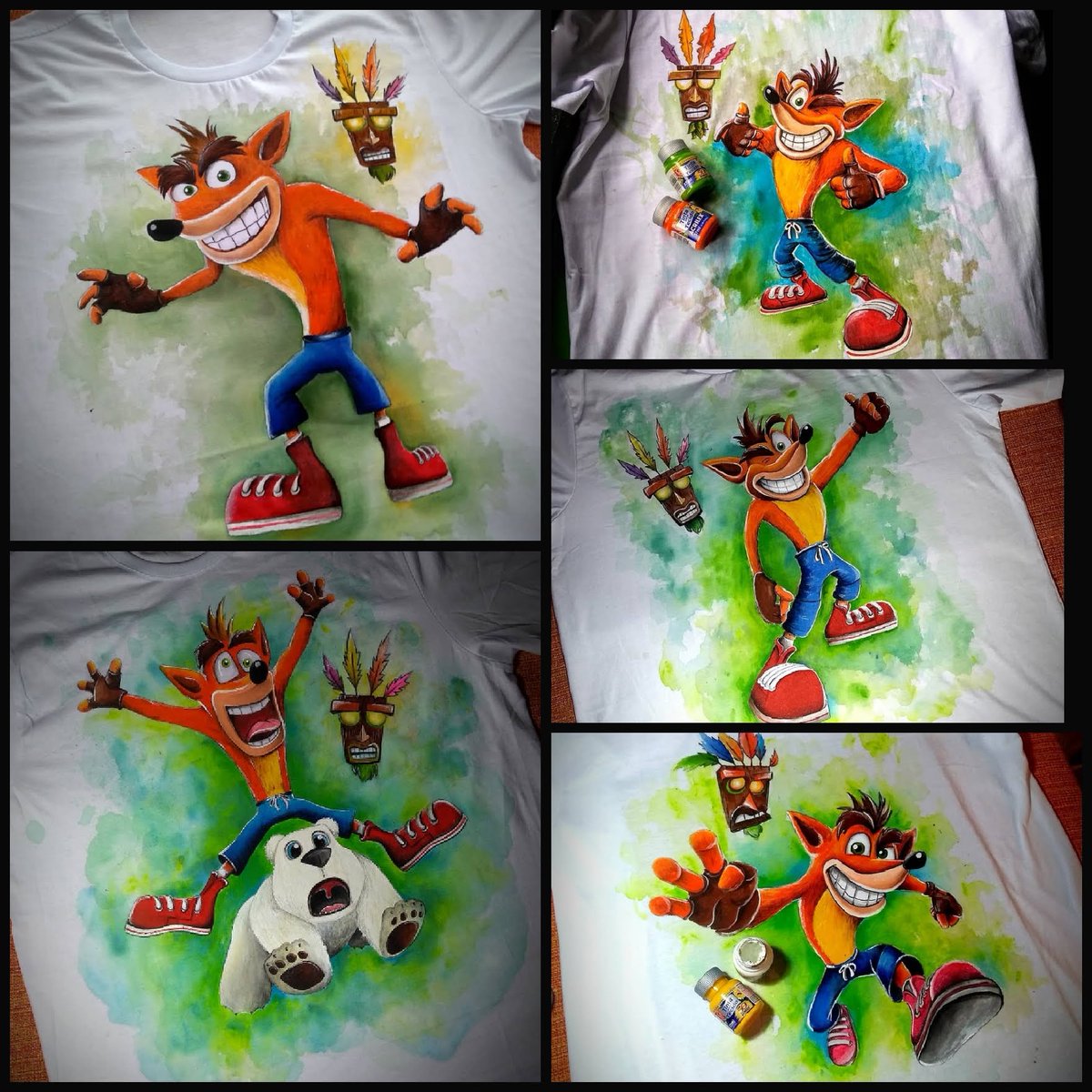 ACaixaLilas's tweet photo. Já me encomendaram muitas camisas pintadas a mão do, Crash Bandicoot 🧡 https://t.co/skNvkwFiN2