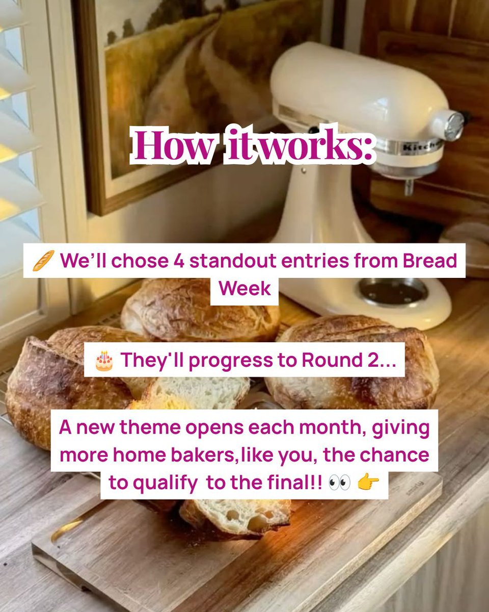 CakeandBakeShow's tweet photo. This is your sign to show off your home bakes!!!👏🍞

✨The Home Baker Awards are now OPEN ✨ July: Bread Month 🥖🥪 

Tap this link to find out how to enter: https://t.co/ma4sM0dkuz 

Instagram competition only 🧑‍🍳 👆 #CakeandBakeShow26 #HomeBakerAwards26 https://t.co/fG75NZyk5e