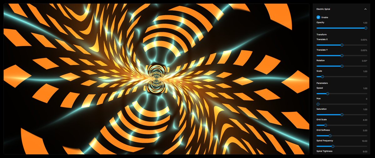 maxim_bortnikov's tweet photo. Just released two new shaders on Merucav: Space Flower—which is a breed of a CC0 shader I found on Shadertoy and "Swirl" by @paper—and Electric Spiral.
Check them out at https://t.co/xiJM76OTxx
#shader #playground #shaders #web #free #tool #custom #OpenSource https://t.co/MrWAxeRKU3
