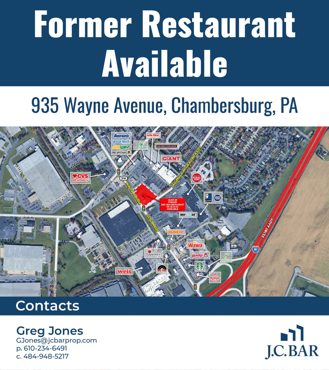 JCBARProp's tweet photo. Former Restaurant Available at 935 Wayne Avenue, Chambersburg, PA! Contact Greg Jones Today!

Visit Our Listing Below
https://t.co/QINgTWl2wR

#commercialrealestate #cre #retailrealestate #freestanding #restaurants #brokers #forsale #chambersburg #pa https://t.co/w1Y2Y9KkQb