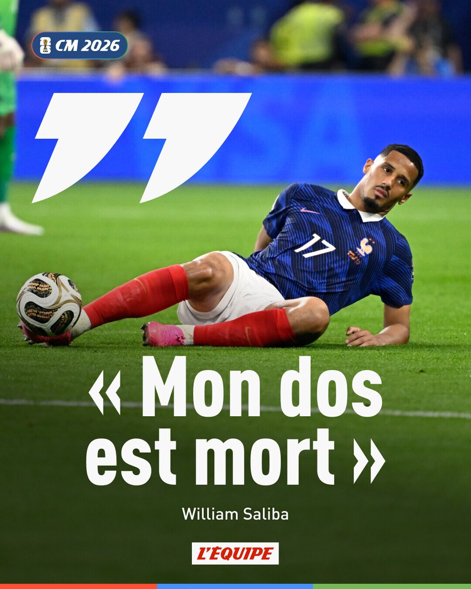 lequipe's tweet photo. William Saliba pouvait-il vraiment jouer contre l'Espagne et combien de mois va-t-il manquer ? > https://t.co/LBhEjUt4iu https://t.co/MbldkmcODP