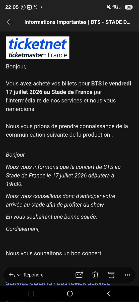 _Jiminfernal's tweet photo. J'ai reçu un mail de ticketmaster le concert commence à 19h30 pas 20h !!!!! https://t.co/BeKuhZMFRM
