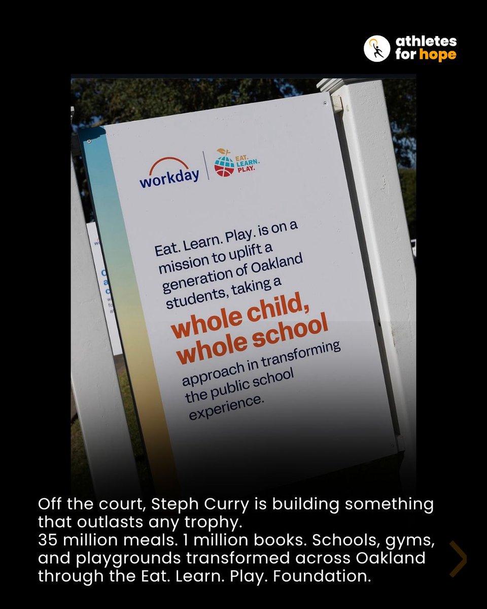 AthletesForHope's tweet photo. Congratulations to AFH ALC member @StephenCurry30 — winner of the 2026 Muhammad Ali Sports Humanitarian Award at the ESPYs. 🧡🏆

Last night Ali's wife Lonnie personally placed that award in Steph's hands.
35 million meals. 1 million books. That's our guy. 🧡 https://t.co/o5cYY2mEU2