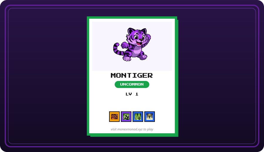 MonExMonad's tweet photo. @Lucci_Crypto flawless session tbh — 3 Uncommon and 2 Common. all 5 landed. Uncommon Anago, Uncommon Montiger, and Uncommon Moncock > everything else. they're in your box — open monexmonad to check them out. 3/4 @ replies left today. https://t.co/ZeBpudOr85