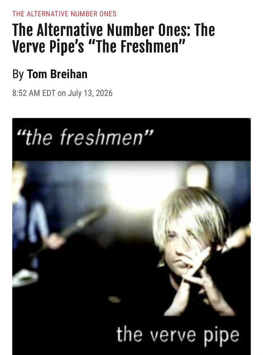 SonyHall's tweet photo. @stereogum just revisited @thevervepipe "The Freshmen" for their Alternative Number Ones column. Catch the band live at Sony Hall on 8/30. 

Tickets: https://t.co/Zcn26EJjgX https://t.co/kQB7mJCkg9