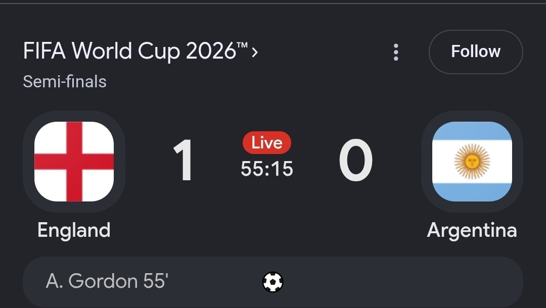 3musicnetworks's tweet photo. England 1- 0 Argentina 
Very physical Fifa World Cup Semifinals 
#3musictv https://t.co/ySeFkodgOl