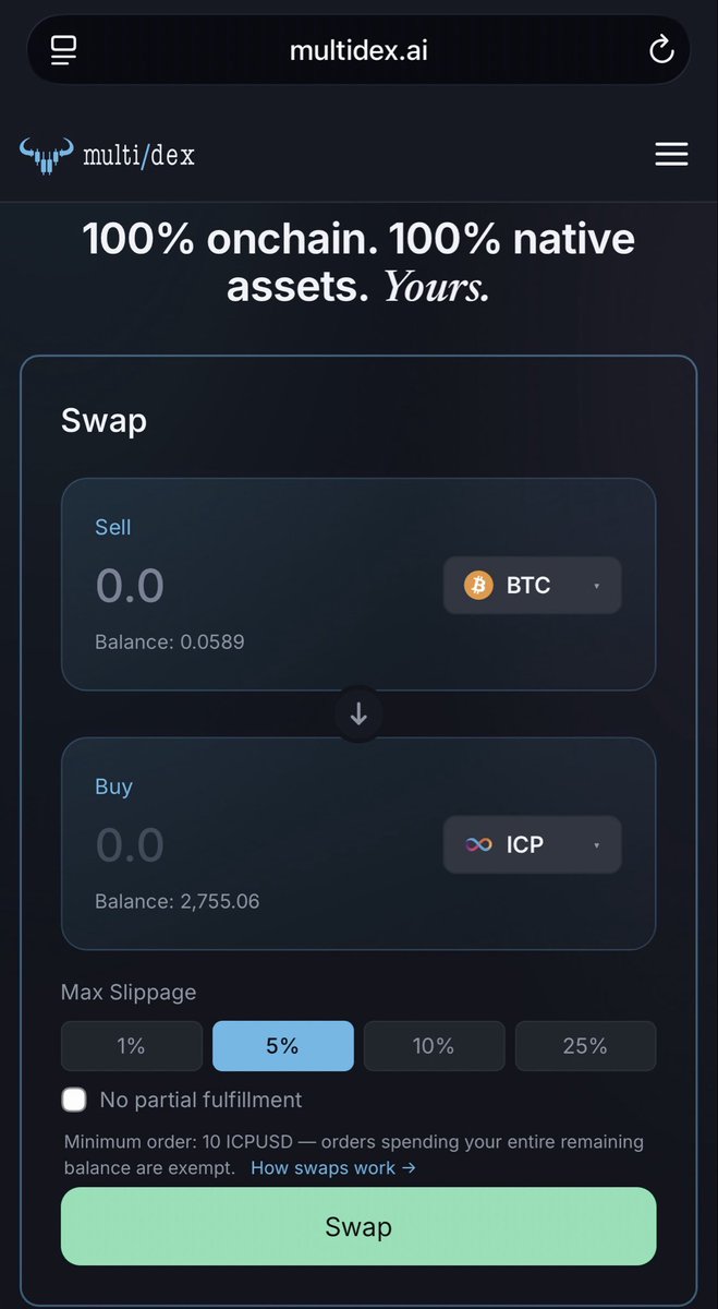 iOnlySeeFreedom's tweet photo. @dfinity has noticeably improved the Multidex. Within just a week, many updates have been made. This thing is fast &amp; phenomenal when it comes to trading. It has a very clean look, smooth operating feel, &amp; will become the safest place in DeFi. $ICP will win! 😎🔥🏆 https://t.co/0Vmw12akiX