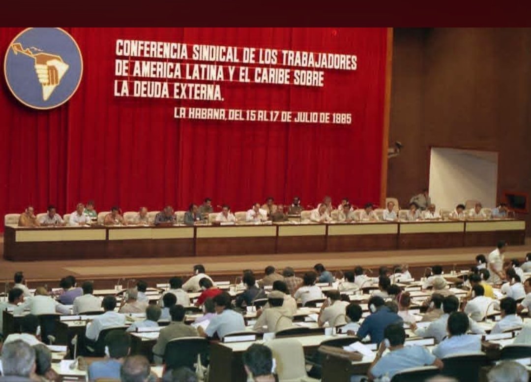 SaludGuantanamo's tweet photo. #100AñosConFidel/🇨🇺 #Hoy recordamos a #Fidel en la #ConferenciaSindical de los Trabajadores de #AméricaLatina y el Caribe sobre la #DeudaExterna, el 15 de julio de 1985. https://t.co/C4rLyIqmvV