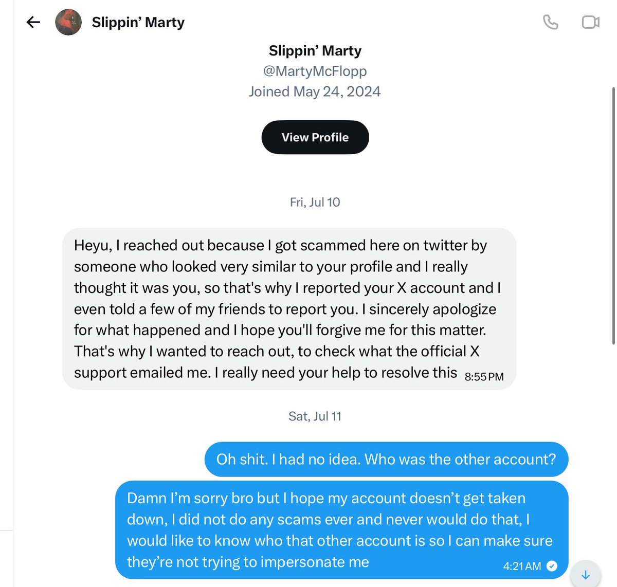 Brolio69's tweet photo. Yo guys be careful for this scam, this guy I followed came to me, telling me he mass reported me “by accident.” Then he told me I had to go on discord to save my account on here?!!😭 so I searched it up and turns out this is a common scam. So be careful with this guy. https://t.co/yj0ycjRq59