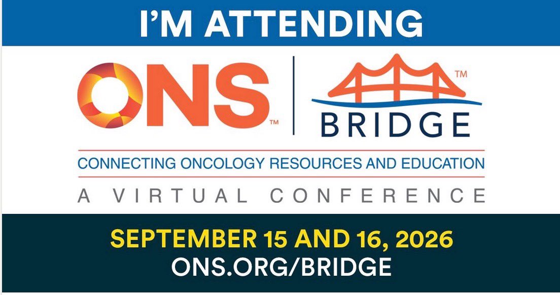 DarcyBurbage's tweet photo. Please join us at #ONSBridge!
Register at https://t.co/ll05qmMtCX
See you online 🧡💻💙!
@oncologynursing @ISNCC @GPONursing https://t.co/NuvWj6O784