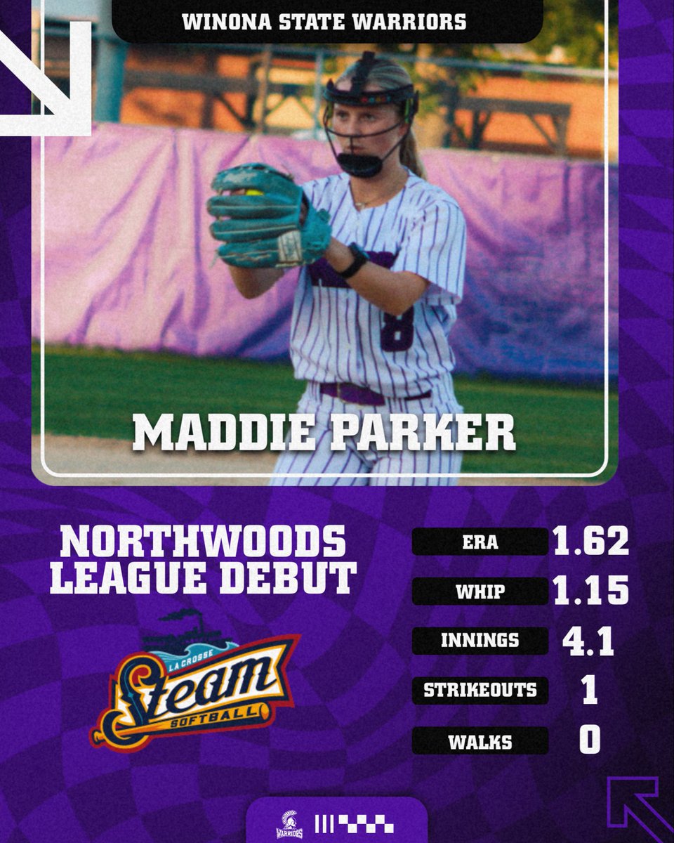 WinonaStateSB's tweet photo. 🚨Northwoods League Debut 🚨

Monday Night, Junior Pitcher Maddie Parker made her NWL debut for the La Crosse Steam! https://t.co/mw57tiQJPi