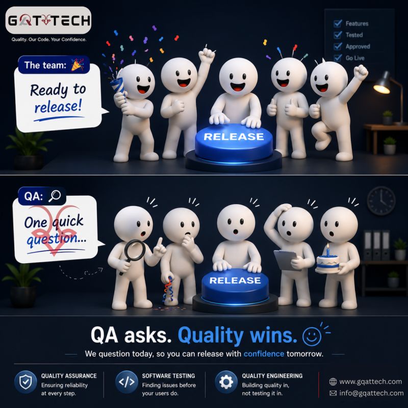 GQATTECH's tweet photo. A confident release starts with thorough validation.
At GQAT Tech, we identify risks, challenge assumptions, and validate what matters — before software reaches your users.
QA asks. Quality wins.

#QualityAssurance #SoftwareTesting #QualityEngineering #SoftwareQuality #QATesting https://t.co/jen4RFDtQF