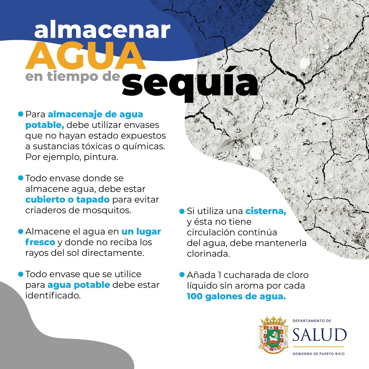 desaludpr's tweet photo. 💧 Si tu municipio pudiera verse afectado por un racionamiento de agua, prepárate y almacénala de forma segura. 

Usa envases aptos para agua potable, limpios, identificados y bien tapados. Haz un uso responsable del agua. 

Más información: https://t.co/sB8Ldu0H0X https://t.co/7c8BlNSa3w