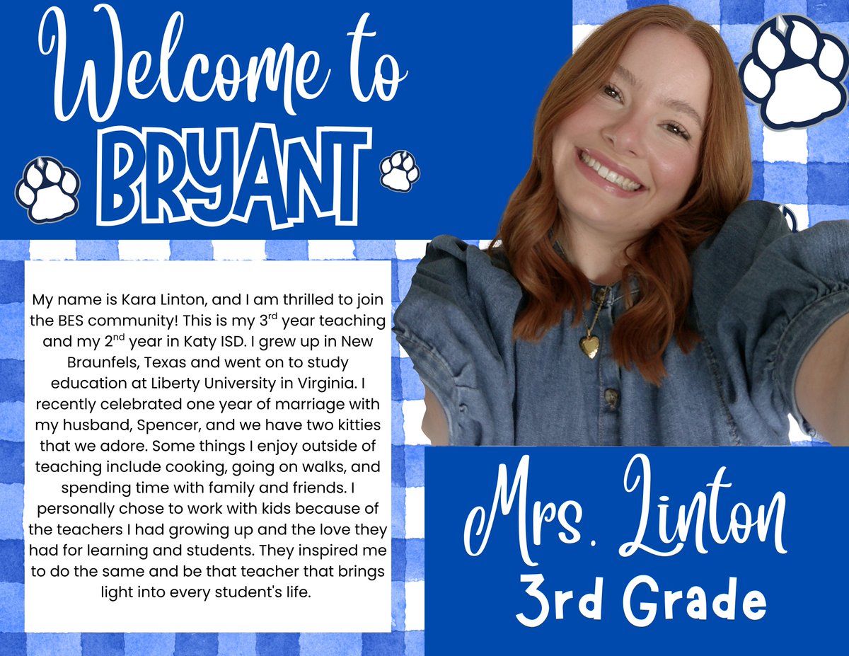 BryantElem's tweet photo. Help us welcome Mrs. Linton! #bengalpride https://t.co/77ZSDJVoKJ