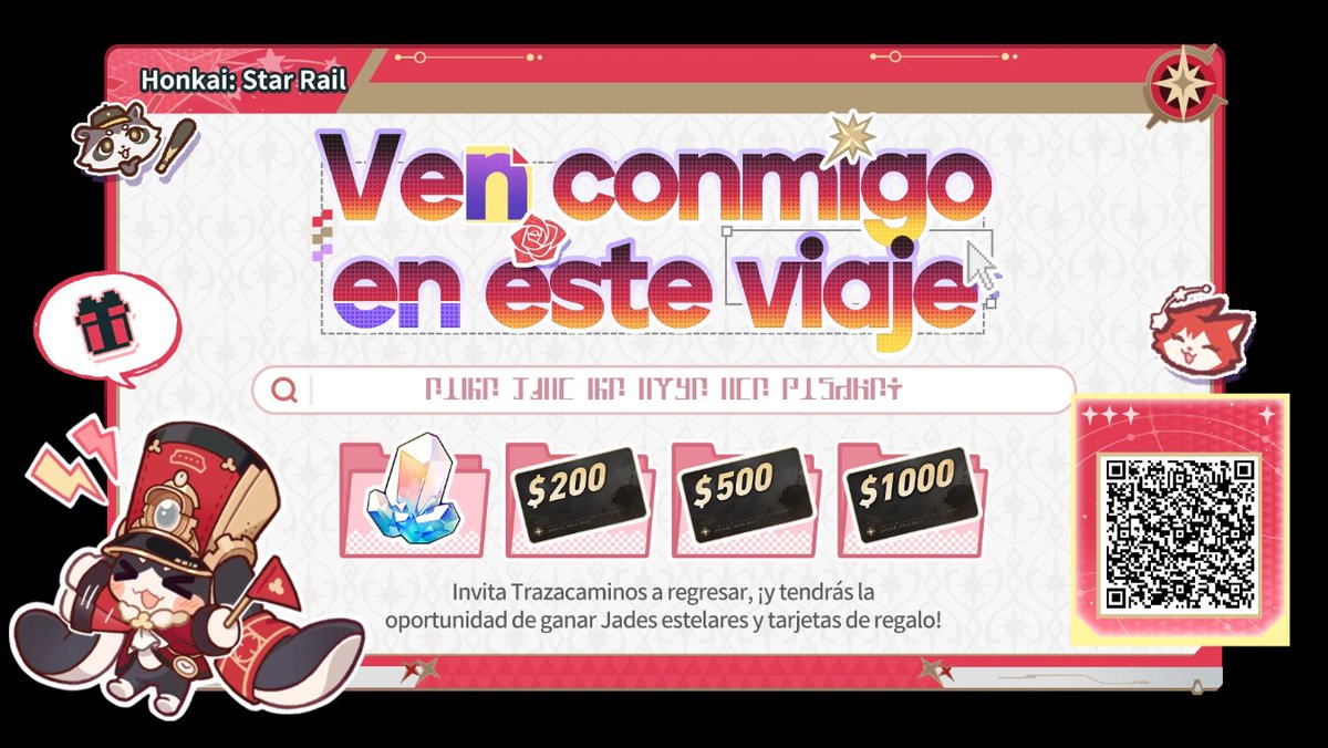 Juandiegoslay's tweet photo. Invita a otros Trazacaminos a vincular tu código de invitación e iniciar sesión en el juego para poder ganar Jade estelar, una tarjeta de regalo y más recompensas sorpresa. https://t.co/TSU4w3iPDS
