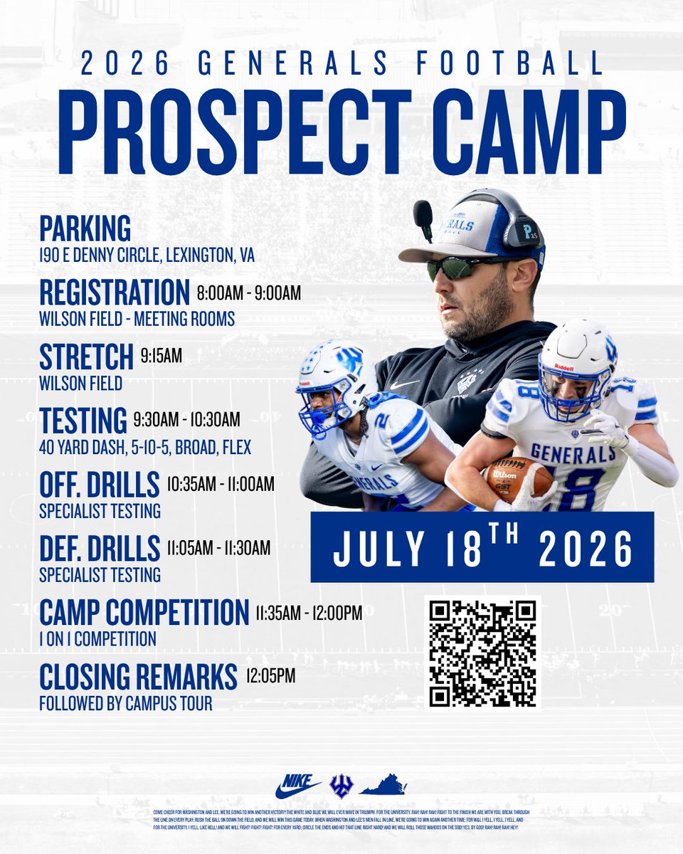 Generals_Fball's tweet photo. SCHEDULE FOR GENERALS PROSPECT CAMP!
If you are still looking to sign up you still can with the link below:
https://t.co/OAdLZoACta
We will also be accepting walk-up registration
#GoB16 #GWD https://t.co/MNj08DgNOZ