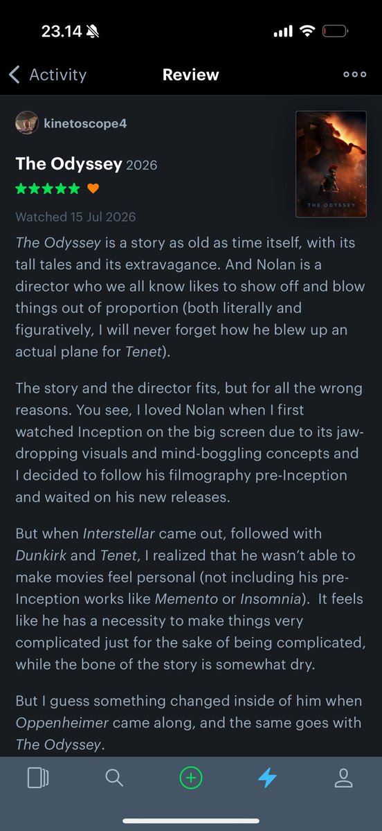 stevenidris's tweet photo. my two cents on The Odyssey if someone gives a shit

https://t.co/MTmpC1f4Tp https://t.co/QALlp5188Q