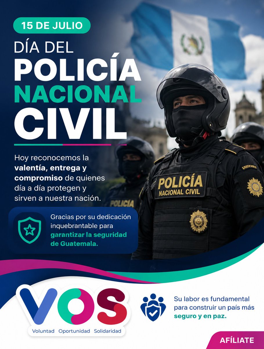VOS_gt_'s tweet photo. Día del policía nacional Civil, gracias por su dedicación y su esfuerzo.
#Guatemala #vos #policia #seguridad https://t.co/HrPBlKvlOq