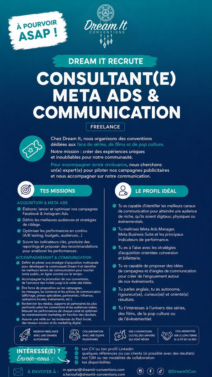 DreamitCon's tweet photo. On recrute! Rejoins l'équipe Dream It 💙 / We're hiring! Join the Dream It Team 💙 https://t.co/qFlh2uUwol