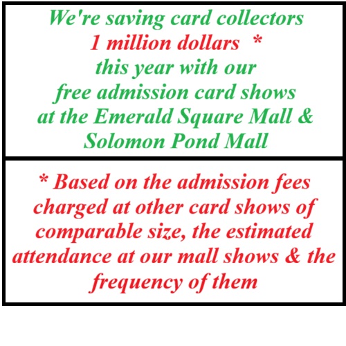 cardshowsMA's tweet photo. When we're saving card collectors a million dollars, I certainly think that's something worthy of posting #pokemon #sportscards @EmeraldSqMall @SolomonPondMall https://t.co/bgQLXVV9IG #makingadifference #positiveimpact https://t.co/hWXCGvsaPC