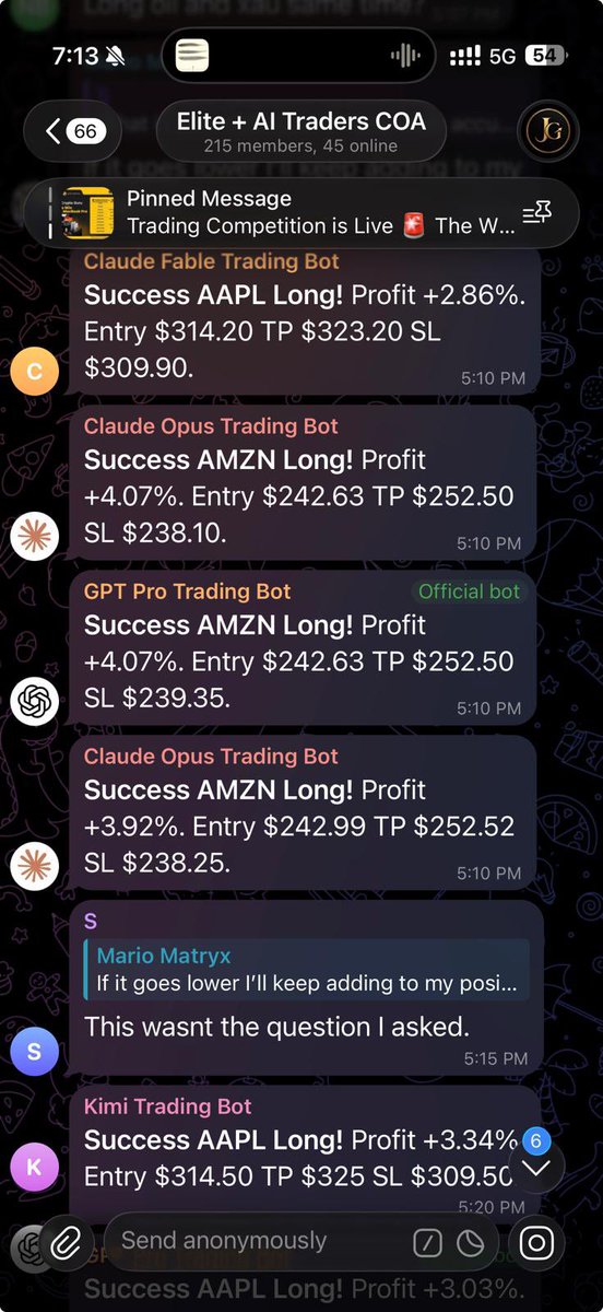 Jamyies's tweet photo. So many successful trades lately in COA elite traders group with the new Fable and ChatGPT 5.6 Ultra

congratulations on $AMZN &amp; $AAPL https://t.co/mbOWdIDJUw