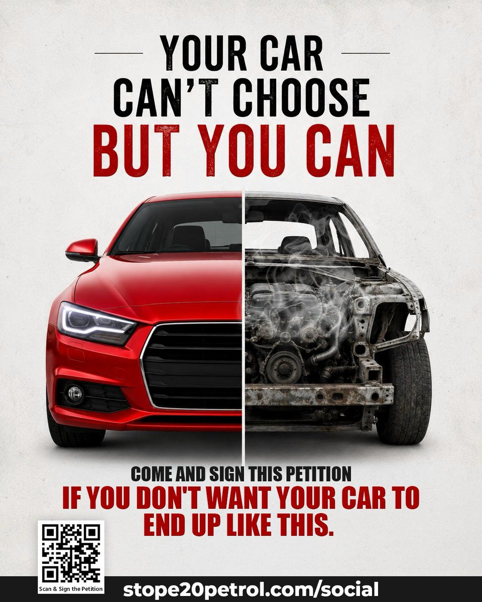 AamAadmiParty's tweet photo. Your car deserves a choice. Say NO to forced E20.

Scan the QR code or click the link below to sign the petition now.
Link: https://t.co/1T0HgY0gw4

#PetitionToStopE20 #StopE20PetrolDotCom https://t.co/6kvXE5NJc2