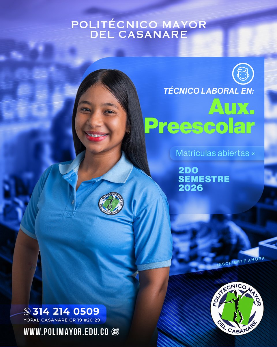 Poli_Mayor's tweet photo. Cada niño merece un buen comienzo.

Prepárate para acompañar su aprendizaje y contribuir a su desarrollo durante una de las etapas más importantes de la vida. 

Inscripciones abiertas 2-2026.
📷 314 2140509
@Poli_Mayor https://t.co/tlf9sFtN61