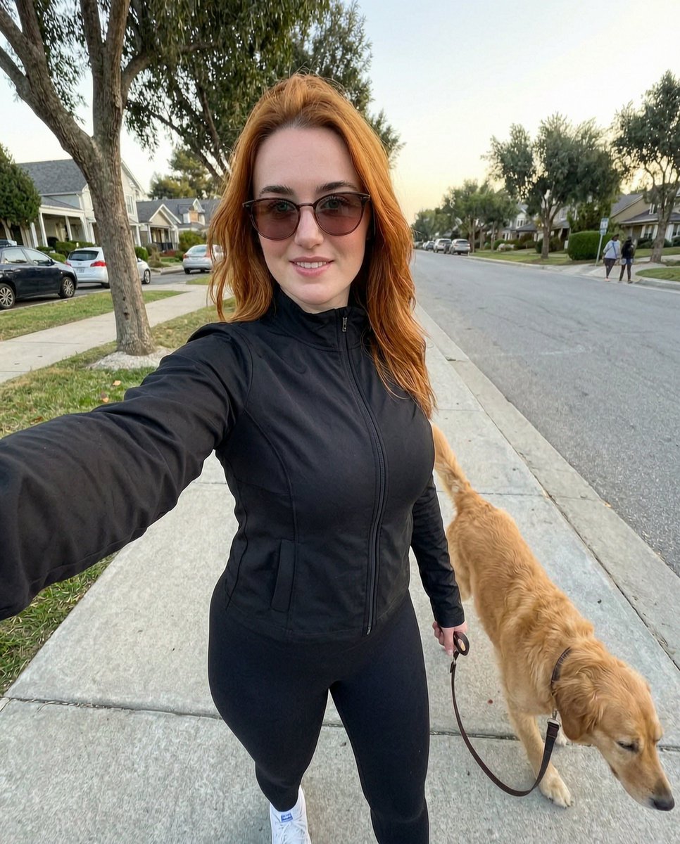 itsivysinclair's tweet photo. Morning walks with my favorite co-pilot. 🐾 🦮  Drop a photo of your dog in the replies so I can see them! ❤️ https://t.co/BEWqFgJ0Yo