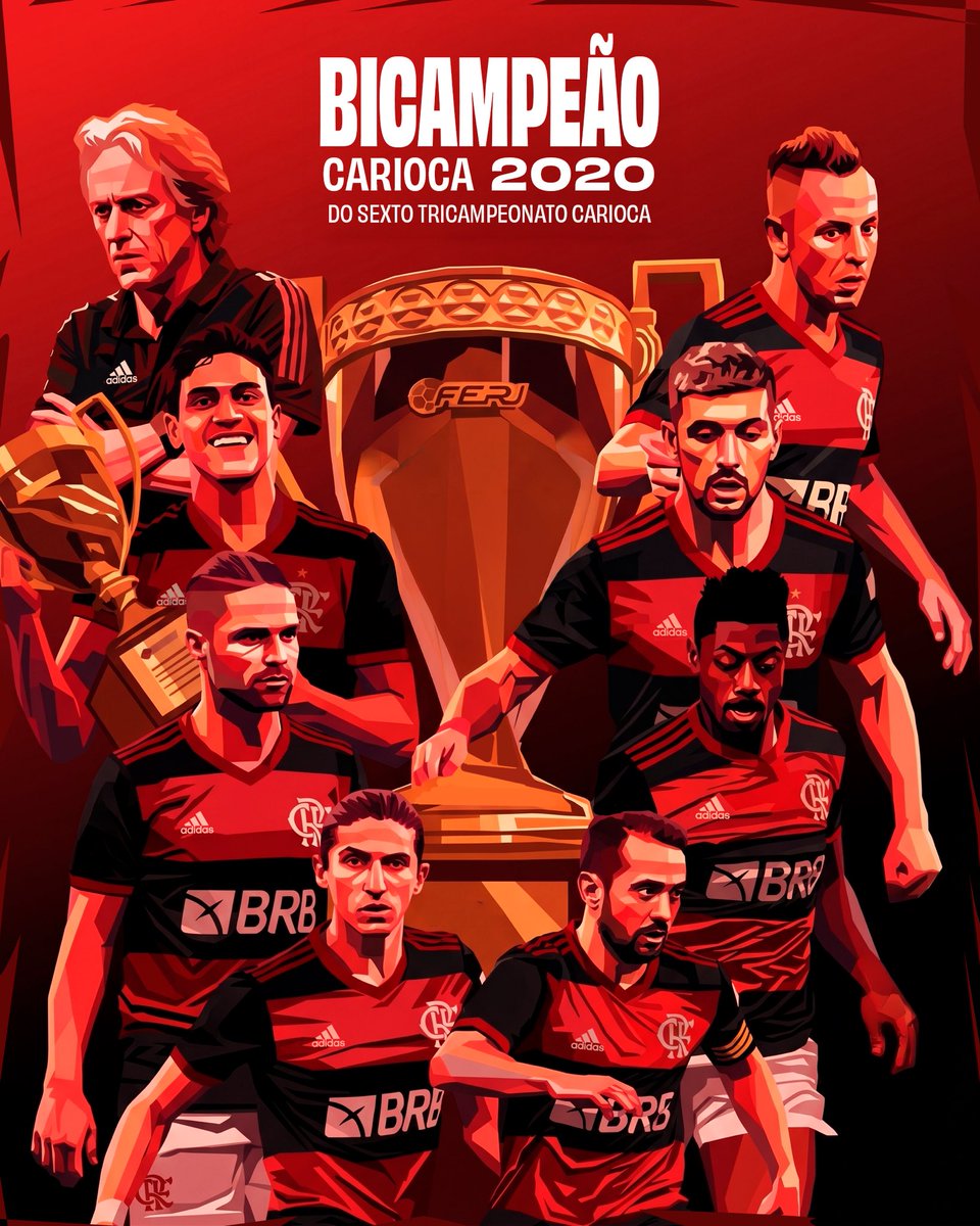Flamengo's tweet photo. Bicampeão carioca em 2020! 🏆

Neste mesmo dia, há seis anos, o Mengão conquistava o seu 36º título do Campeonato Carioca e dava mais um passo rumo ao sexto tricampeonato estadual de sua história.

Mais um troféu que está #MarcadoNaHistória! 🔴⚫️ https://t.co/4u1TRUe199