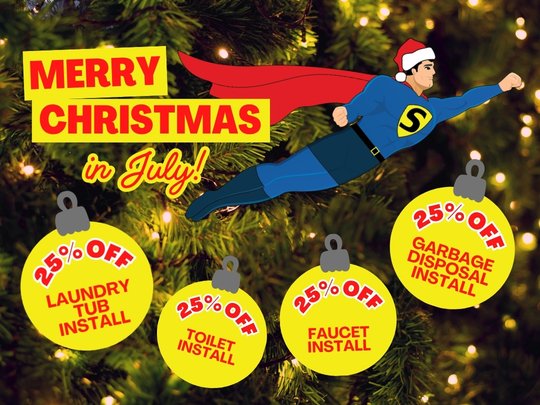 SullivanService's tweet photo. Merry Christmas in July from Sullivan Super Service! 🎄☀️
🚰 25% off Laundry tub install
🚽 25% off Toilet install
🛁 25% off Faucet install
🗑️ 25% off Garbage disposal install https://t.co/pHuSjTWAhC