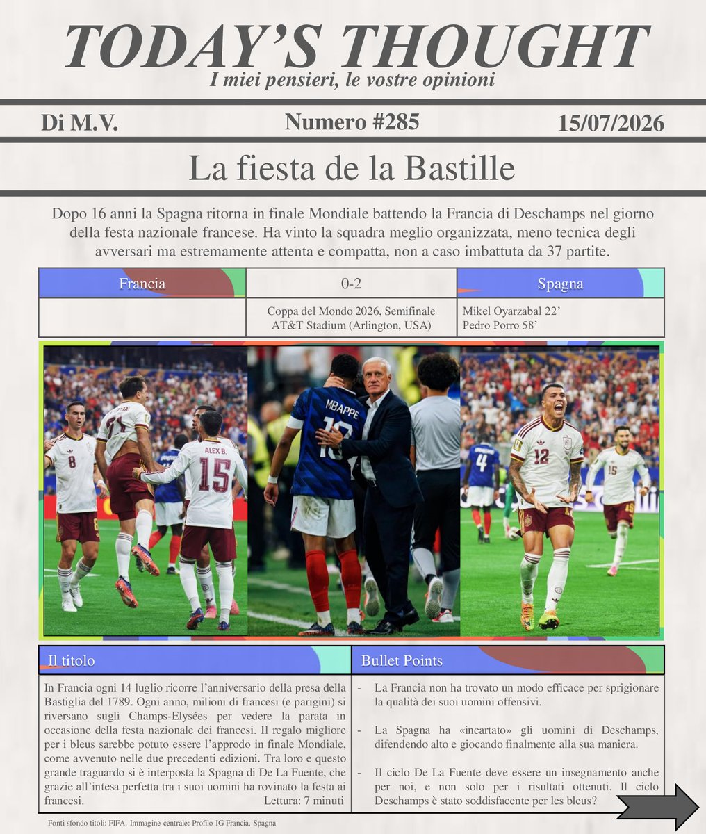MV_05_'s tweet photo. #FIFAWorldCup #FranciaSpagna semifinale in cui c'è stato un solo padrone: la #Spagna di De la Fuente, capace di controllare i fulmini #Francesi in quello che sarebbe dovuto essere il loro giorno di gloria. Il collettivo organizzato ha avuto la meglio contro le individualità. https://t.co/FixL4X7uZE