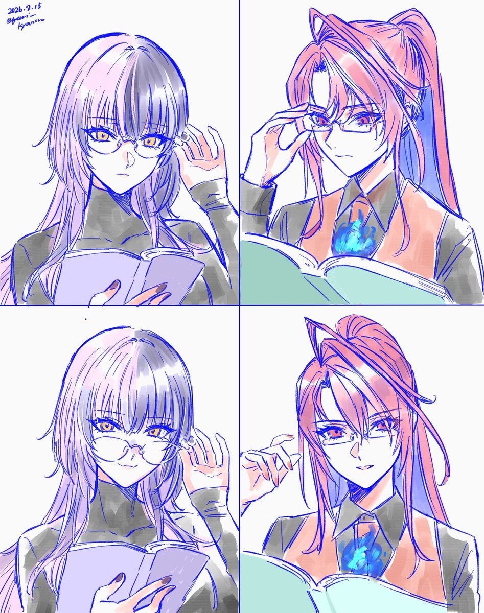 yuri_kyanon's tweet photo. Which way of pushing up your glasses do you prefer?👓 https://t.co/nbGkhJrHaW