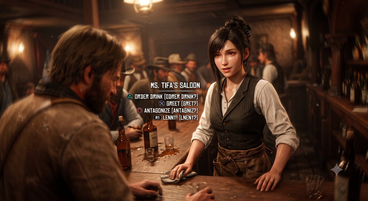 jackvigne19's tweet photo. Tifa Lockhart in Valentine.

#finalfantasyvii #rdr2 #tifalockhart #arthurmorgan #aiart https://t.co/0TCCXF24Ku