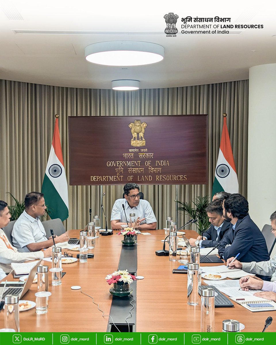 DoLR_MoRD's tweet photo. Exploring the convergence of Digital Public Infrastructure for Land and Credit
Today,  Secretary, Department of Land Resources (DOLR),  Shri Narendra Bhooshan had an engaging interaction with Mr. Sahil Kini, CEO, RBI Innovation Hub (RBIH), and Shri Abhishek Poddar, Chief Product Officer, Shri Arun Seethamraju, VP and Ms. Aditi Dubey, RBI Assistant General Manager– Solutioning & Partnerships, in presence of JS (LR) Shri Parikipandla Narahari, Shri Shyam Kumar (Director, LR) and Shri Amit Kumar Singh (Director, LR) to explore the synergies between  DOLR's initiatives and the Unified Lending Interface (ULI). The discussion focused on how trusted, interoperable digital land records can become a key enabler of frictionless, consent-based credit delivery, particularly for farmers and rural citizens. 
As India builds the next generation of Digital Public Infrastructure, the convergence of DILRMP / Bharat Land Stack with ULI offers the potential to:
* Enable secure, standardized access to authenticated land records.
* Accelerate digital Kisan Credit Card (KCC) and other agricultural lending.
* Reduce transaction costs and turnaround time for borrowers.
* Strengthen risk management through features such as mortgage information and flag marking to prevent multiple financing.
* Expand financial inclusion by making land a trusted digital asset for access to credit.
The interaction also highlighted the importance of common data standards, API interoperability, wider adoption of ULPIN (Bhu-Aadhaar), and closer collaboration between the land governance and financial ecosystems to unlock the full value of India’s Digital Public Infrastructure. 
The Department of Land Resources looks forward to continued collaboration with RBI Innovation Hub and all stakeholders in building a secure, interoperable, and citizen-centric digital ecosystem that transforms both land governance and access to formal credit.

@ChouhanShivraj @kamleshpassi67 @PemmasaniOnX @nbhooshan @pnarahari   @PIB_MoRD @sahilkini 

#DigitalPublicInfrastructure #BharatLandStack #DILRMP #ULI #DigitalLandRecords #FinancialInclusion #GovTech #LandGovernance #DigitalIndia #Agriculture #Innovation