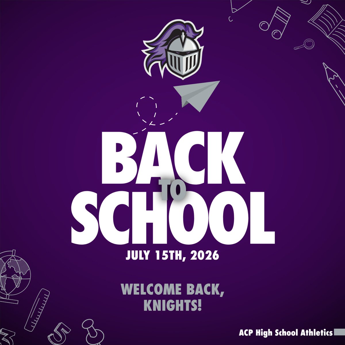 ACPAthletics's tweet photo. Welcome Back, Knights! Today marks the beginning of a new school year filled with opportunities to learn, compete, lead, and grow. Let's make this year one to remember. @CUSDAthletics #ACPKnights #BackToSchool #ExcellenceEverywhere #YearOfExcellence #StudentAthlete #GoKnights https://t.co/0uwtQGS7eV