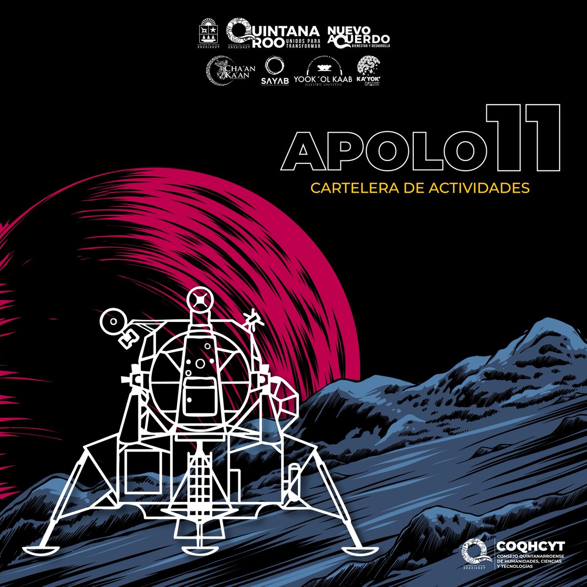 PlanetarioChet's tweet photo. 🚀🌕 Revive una de las misiones más históricas de la humanidad.

El Planetario de Chetumal Yook’ol Kaab te invita a conmemorar el 57 aniversario del lanzamiento del Apolo 11 con una experiencia especial totalmente gratuita.

#UnidosParaTransformar
#CienciaParaTransformar https://t.co/7uqRiFf86w