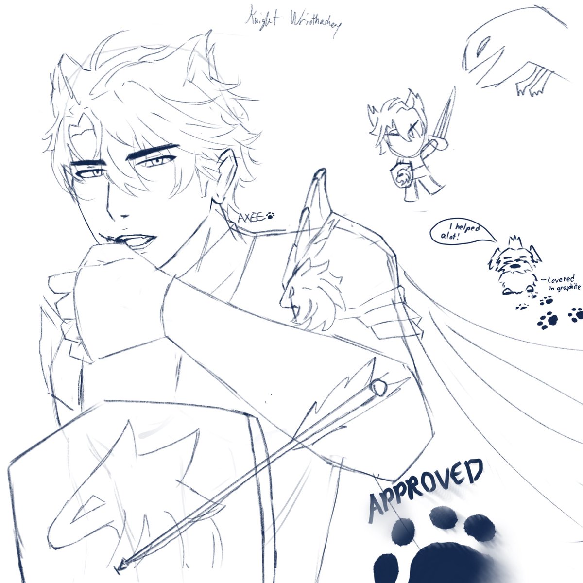 aXee_cell's tweet photo. WIP of knight Wriothesley ⚔️
Ft. Also a messy helper…or manager.
#wriothesley #fanart https://t.co/LTQpE3EFjj