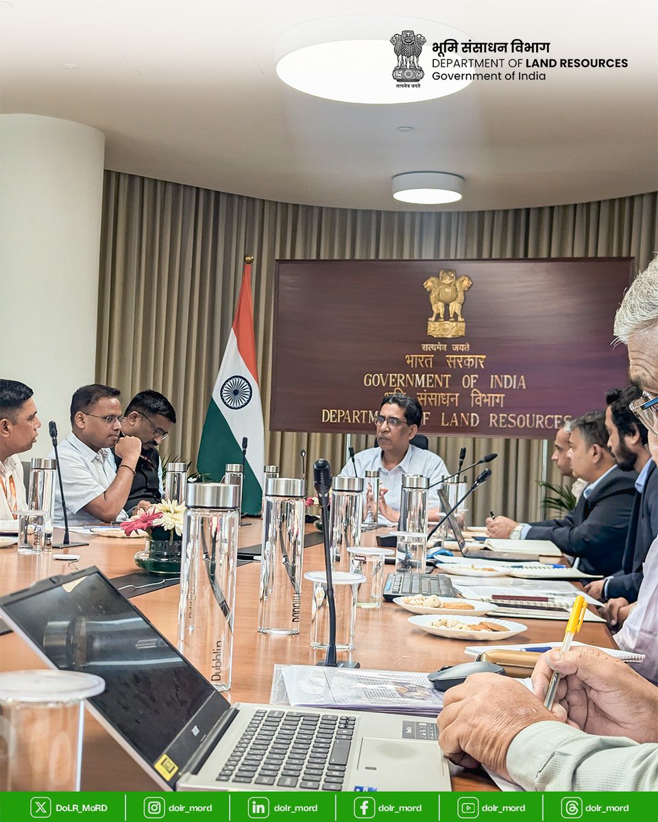 DoLR_MoRD's tweet photo. Exploring the convergence of Digital Public Infrastructure for Land and Credit
Today,  Secretary, Department of Land Resources (DOLR),  Shri Narendra Bhooshan had an engaging interaction with Mr. Sahil Kini, CEO, RBI Innovation Hub (RBIH), and Shri Abhishek Poddar, Chief Product Officer, Shri Arun Seethamraju, VP and Ms. Aditi Dubey, RBI Assistant General Manager– Solutioning & Partnerships, in presence of JS (LR) Shri Parikipandla Narahari, Shri Shyam Kumar (Director, LR) and Shri Amit Kumar Singh (Director, LR) to explore the synergies between  DOLR's initiatives and the Unified Lending Interface (ULI). The discussion focused on how trusted, interoperable digital land records can become a key enabler of frictionless, consent-based credit delivery, particularly for farmers and rural citizens. 
As India builds the next generation of Digital Public Infrastructure, the convergence of DILRMP / Bharat Land Stack with ULI offers the potential to:
* Enable secure, standardized access to authenticated land records.
* Accelerate digital Kisan Credit Card (KCC) and other agricultural lending.
* Reduce transaction costs and turnaround time for borrowers.
* Strengthen risk management through features such as mortgage information and flag marking to prevent multiple financing.
* Expand financial inclusion by making land a trusted digital asset for access to credit.
The interaction also highlighted the importance of common data standards, API interoperability, wider adoption of ULPIN (Bhu-Aadhaar), and closer collaboration between the land governance and financial ecosystems to unlock the full value of India’s Digital Public Infrastructure. 
The Department of Land Resources looks forward to continued collaboration with RBI Innovation Hub and all stakeholders in building a secure, interoperable, and citizen-centric digital ecosystem that transforms both land governance and access to formal credit.

@ChouhanShivraj @kamleshpassi67 @PemmasaniOnX @nbhooshan @pnarahari   @PIB_MoRD @sahilkini 

#DigitalPublicInfrastructure #BharatLandStack #DILRMP #ULI #DigitalLandRecords #FinancialInclusion #GovTech #LandGovernance #DigitalIndia #Agriculture #Innovation