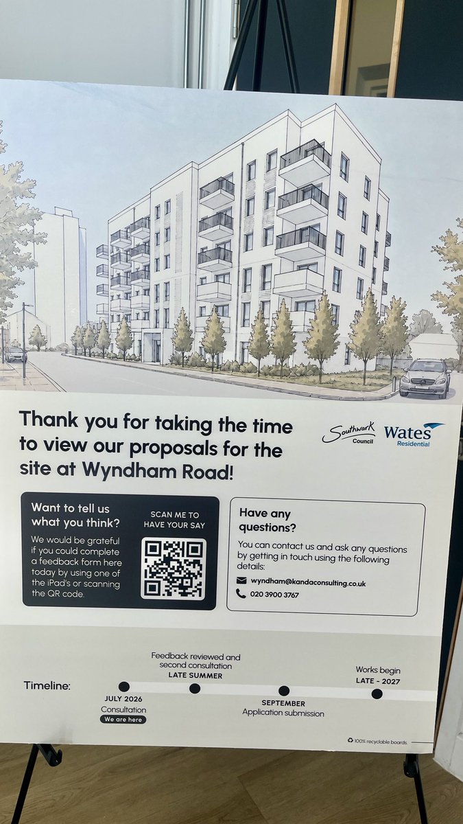 JamesMoyse's tweet photo. Wyndham Road - plans for 56 new flats in a 6-story building with public space under discussion now.

St Michael’s Church, 130 Wyndham Road

Kanda Consulting there now to answer your Q’s https://t.co/esswzxcLgw