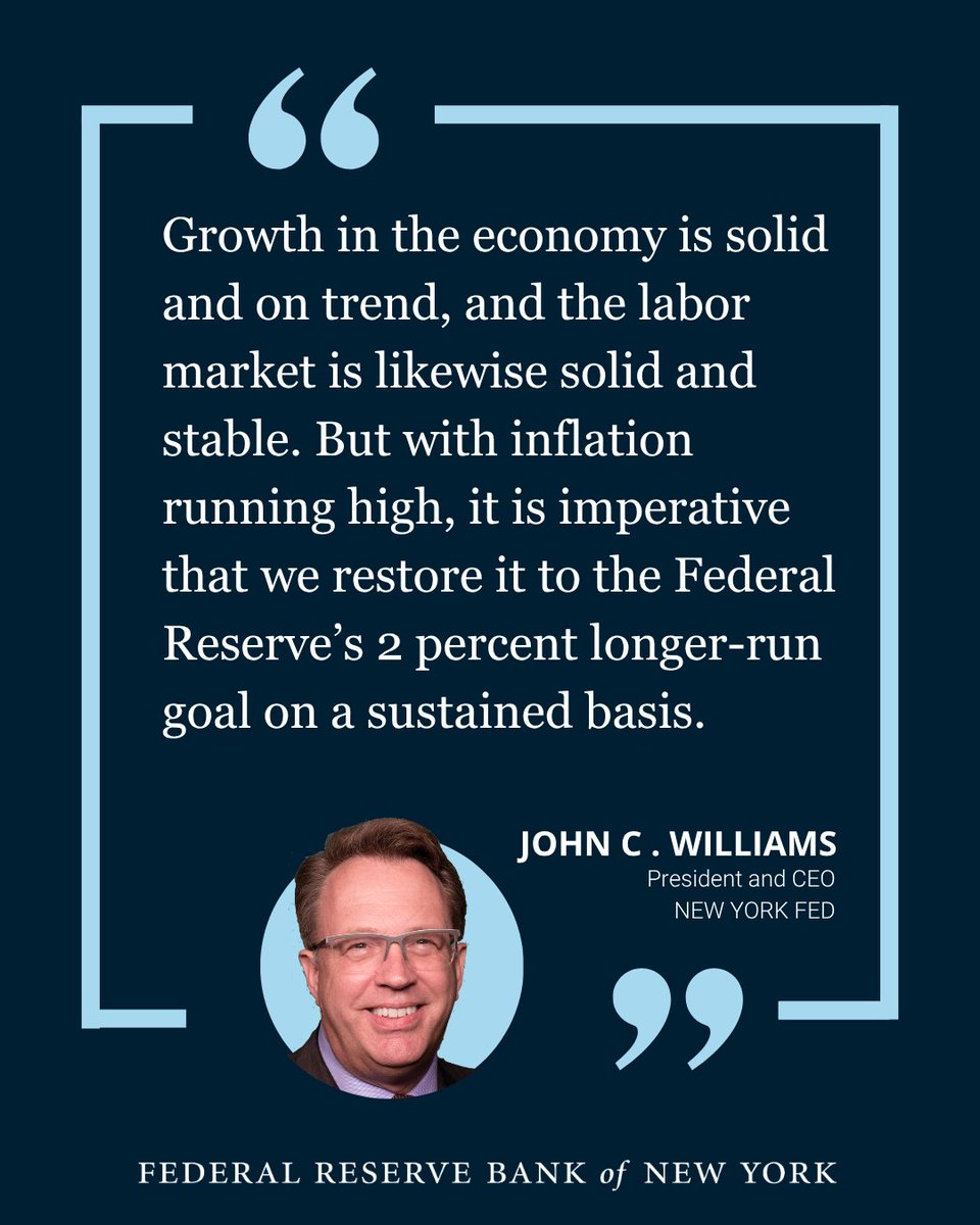 NewYorkFed's tweet photo. In remarks today, President John C. Williams spoke about the U.S. economic outlook, New York City’s economy, and how the FOMC is working to achieve its dual mandate goals of maximum employment and price stability at a time of great uncertainty.
Key Takeaways: https://t.co/aXo0OekVnl
Read the full speech: https://t.co/4ZVkXtrEwP