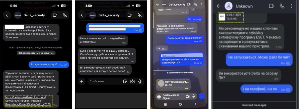 _CERT_UA's tweet photo. UAC-0145 (subcluster of UAC-0002, aka #Sandworm/#APT44): fake "antivirus" spread via Signal, #ClickFix, Android backdoor.
Details (UA only): https://t.co/bXb8Vw5iA4 https://t.co/CzsGcEkZ2Y