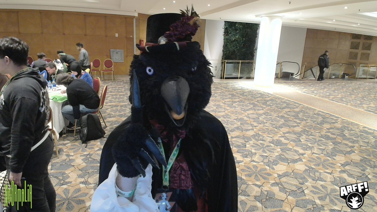 DrackMatthewSpi's tweet photo. More photos in crow mode #Arff2026 #piedcrow #fursuiting https://t.co/Fb7IrzBvQu