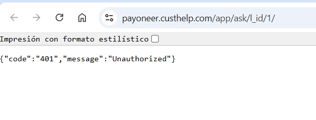 JesusTomed's tweet photo. @Payoneer_Help @Payoneer I CANNOT use that link. Every time I open it, your site gives me a "401 Unauthorized" error on web &amp; app. I am completely locked out of your support platform. Please check the DM I sent you with my Customer ID so a human agent can escalate this manually. Thank you. https://t.co/XWSrkI3oYJ