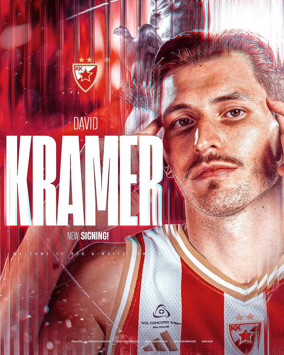kkcrvenazvezda's tweet photo. Бивши првотимац Реал Мадрида и освајач златне медаље на светском шампионату са репрезентацијом Немачке, Давид Кремер, нови је играч КК Црвена звезда Меридианбет! 🔴⚪️

Са црвено-белима је потписао двогодишњи уговор и стиже као појачање на позицији бек шутера. Рођен је у Словачкој 1997. године, где је његов отац професионално играо кошарку. Прве кораке у својој професионалној каријери правио је у академији Улма, да би касније преко развојне лиге, Бајерн Минхена, Брауншвајга, Гранаде, сјајне сезоне у екипи Тенерифа стигао и до дреса Реал Мадрида у коме је наступао у прошлој сезони.

Висок је 196 цм, одликује га одличан шут, чврста игра у одбрани и велика енергија на терену.

Добро дошао у Црвену звезду, Давид!

David Kramer is the new player for BC Crvena zvezda Meridianbet! Welcome to the Red and White Family! 🔴⚪️

#kkcz #WeAreTheTeam