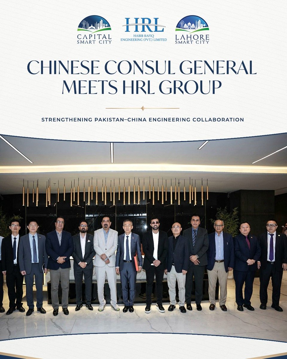 lahoresmartcity's tweet photo. Chinese Consul General Sun Yan visited Habib Rafiq Engineering (Private) Limited (HRL Group) to discuss strengthening Pakistan-China engineering collaboration and future partnerships. 🇵🇰🇨🇳
#HRLGroup #PakChina #China https://t.co/DfnZzIP7aC