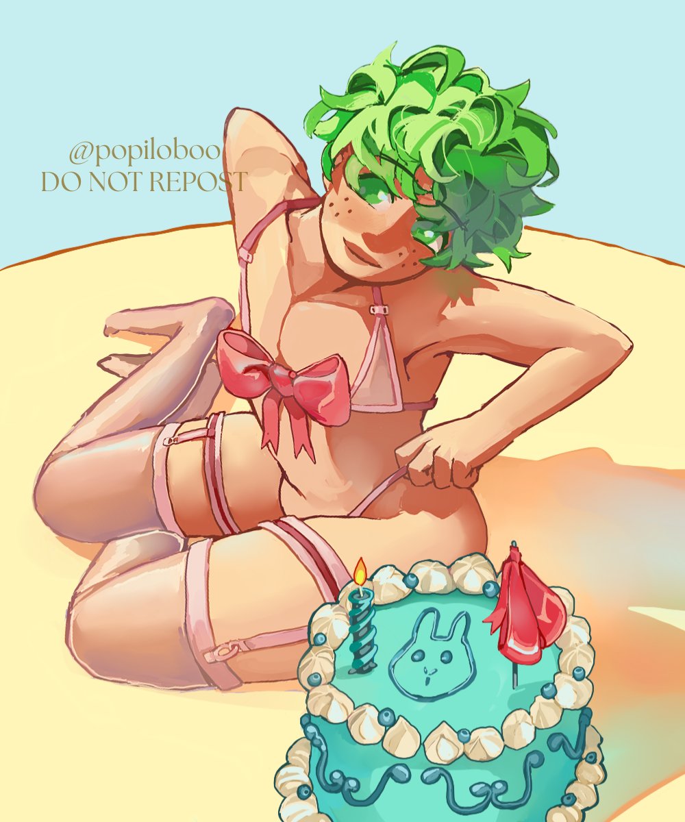 popiloboo's tweet photo. Day 5 : Happy Birthday Baby 🎀 (Lingerie supplied by THE Dynamight himself 🫣)
#緑谷出久生誕祭2026 #ktiz 
#IncandescentBirthdayKTDK https://t.co/GmIybAtgUs