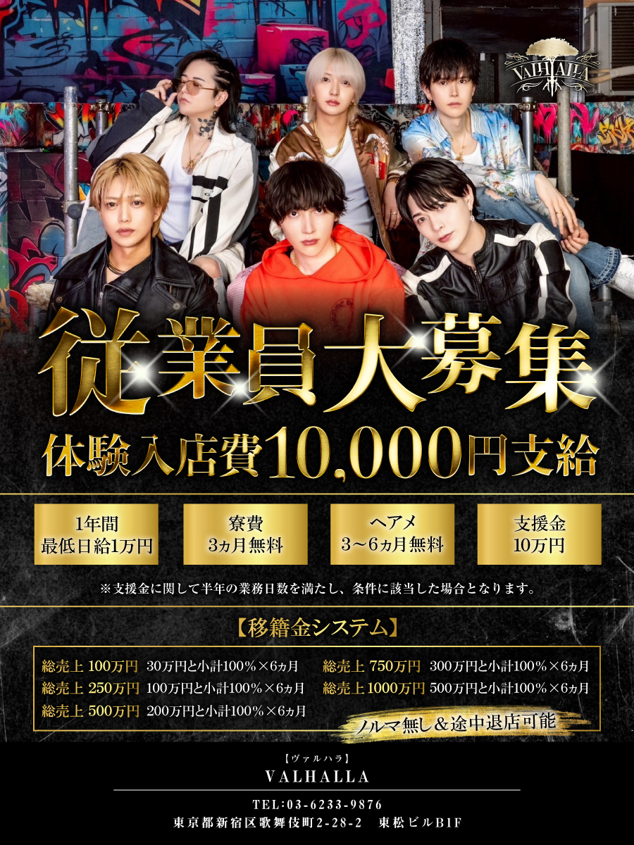 希少　店頭用　ヴァルハラナイツ　販促ポスター 👑-VALHALLA-👑 ⚔️入店・移籍希望者の方⚔️ 《体入費1万円支給