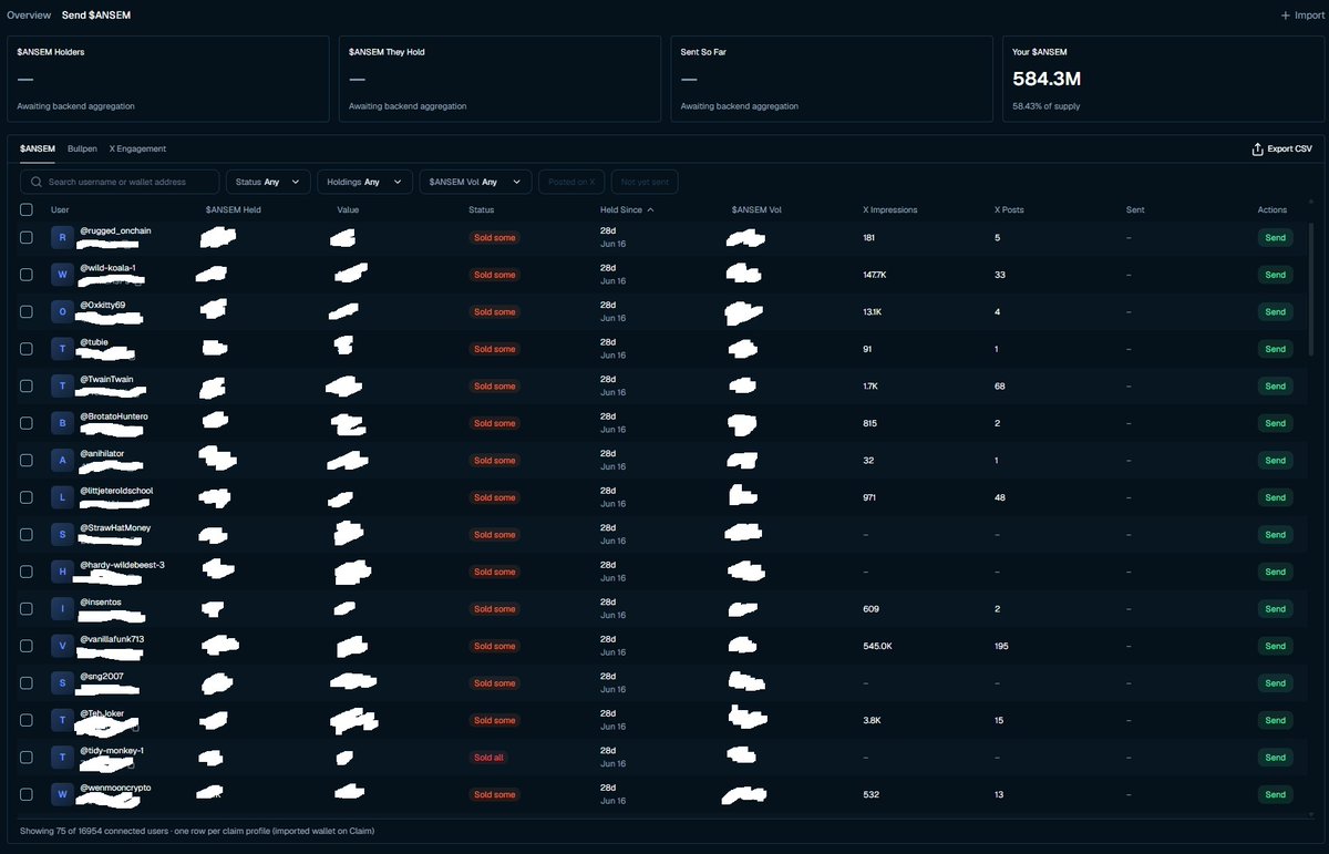 blknoiz06's tweet photo. i sent out millions of dollars to nearly a thousand ppl by hand brother, none of this was planned

had to bring in reinforcements to build something that i could use to do it programmatically

im tracking all of the metrics i said i would like hold time & X impressions, & i said id stagger the $ANSEM airdrops over time at higher market caps to reduce immediate sell pressure for ppl who want to derisk, while prioritizing $SOL airdrops from other rev sources - i am going to do all of the things i said i would do, you just have to let me actually build everything out

let me cook