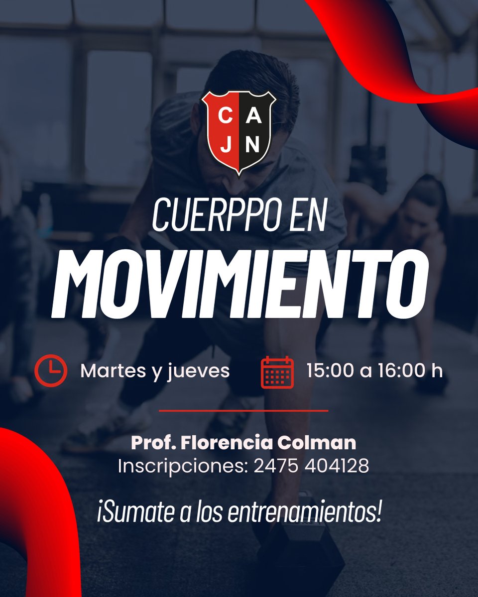 JorgeNewberyRjs's tweet photo. ❤️🖤 ¡Poné tu cuerpo en movimiento en Newbery!

Te invitamos a sumarte a esta propuesta pensada para mejorar tu bienestar, ganar fuerza, movilidad y disfrutar de la actividad física en un ambiente acompañado y motivador. 💪 https://t.co/nMDEADBPJr