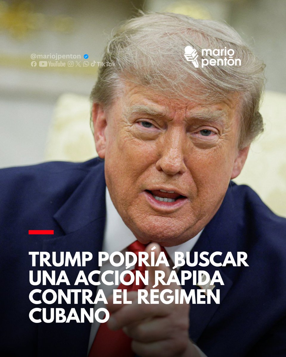 MarioJPenton's tweet photo. 🔴El columnista Roger Boyes plantea en The Times que Donald Trump podría buscar una acción rápida contra el régimen cubano como una victoria política antes de las elecciones de medio mandato, con el objetivo de reforzar su imagen de liderazgo ante su base electoral. Esta posibilidad ocurre mientras Washington mantiene una estrategia de máxima presión contra La Habana mediante sanciones, restricciones económicas y medidas dirigidas contra estructuras vinculadas al gobierno cubano.

🔴La crisis interna de Cuba, marcada por apagones prolongados, escasez de combustible, falta de alimentos y un creciente deterioro económico, ha debilitado al régimen y aumentado el descontento ciudadano. En este contexto, la administración estadounidense considera que la presión económica y política podría generar divisiones dentro del aparato de poder cubano, especialmente en sectores militares.

🔴Una eventual acción contra Cuba representaría para Trump una oportunidad de presentarse como el presidente que enfrenta al legado de la familia Castro y busca un cambio político en la isla. Sin embargo, lograr una transformación del sistema cubano antes de las elecciones sigue siendo un escenario incierto debido a la resistencia del régimen y la complejidad de una posible intervención.

THE TIMES